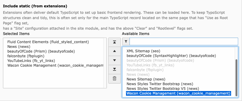 Wacon Cookie Management Extension für Typo3