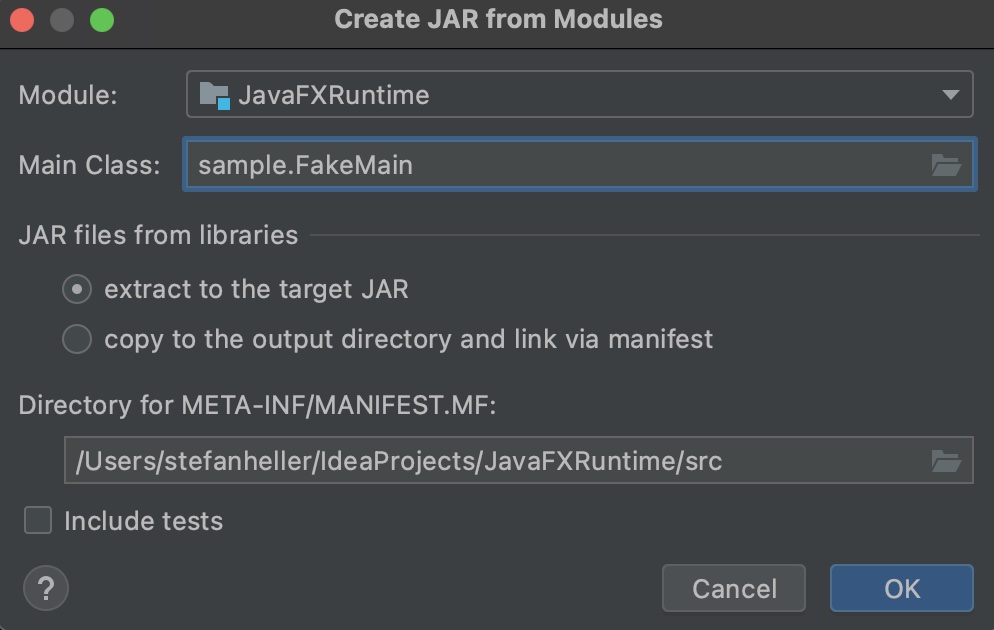 JavaFX ausführbare jar-Datei erstellen